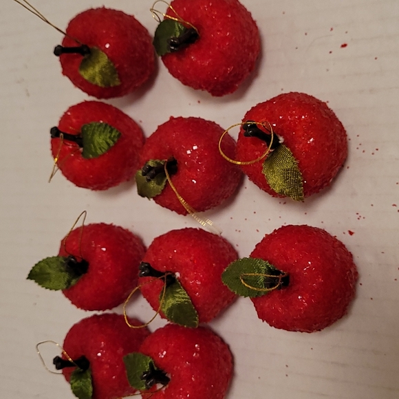 Set of 10 Vintagev Styrofoam and Glitter Apple Ornaments - Picture 11 of 14